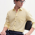 Men's Plain Cream Color Spread Collar Cotton Blended Casual Wear Shirt