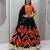 black cotton-poly printed mirror work circular lehenga Lehenga Choli for Navratri