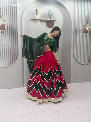rani pink cotton-poly printed mirror work circular lehenga Lehenga Choli for Navratri 3