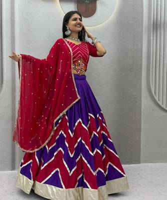 purple cotton-poly printed zari work circular lehenga Lehenga Choli for Navratri 2