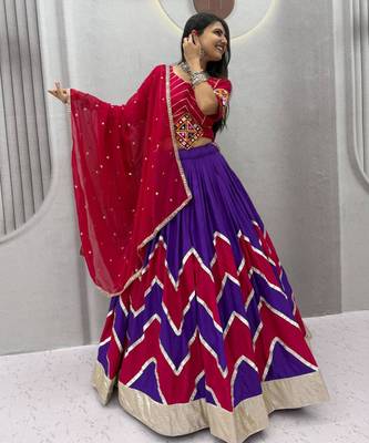 purple cotton-poly printed zari work circular lehenga Lehenga Choli for Navratri 4