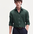 Men's Plain Dark Green Spread Collar Cotton Blended Casual Wear Shirt