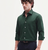 Men's Plain Dark Green Spread Collar Cotton Blended Casual Wear Shirt