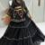 black cotton-poly plain mirror work circular lehenga Lehenga Choli for Navratri