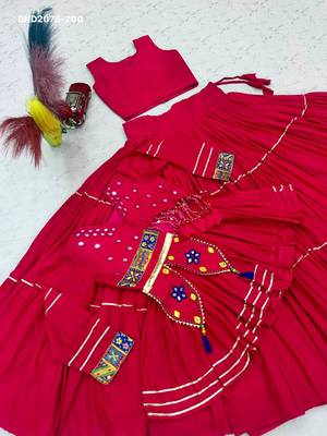 pink cotton-poly plain hand embroidery circular lehenga Lehenga Choli for Navratri 3