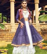 blue cotton-poly plain bandhej circular lehenga Lehenga Choli for Navratri- free size