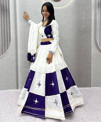 multicolor cotton-poly embroidered mirror work circular lehenga Lehenga Choli for Navratri 1