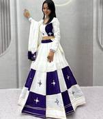 multicolor cotton-poly embroidered mirror work circular lehenga Lehenga Choli for Navratri