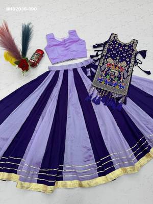 purple silk blend plain thread work circular lehenga Lehenga Choli for Navratri 3
