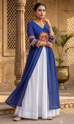 white rayon plain patch work a line lehenga Lehenga Choli for Navratri 1