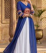 white rayon plain patch work a line lehenga Lehenga Choli for Navratri