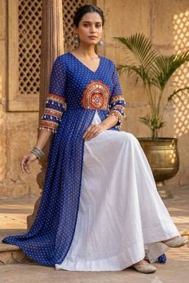 white rayon plain patch work a line lehenga Lehenga Choli for Navratri 2