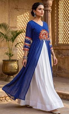 white rayon plain patch work a line lehenga Lehenga Choli for Navratri 3