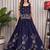 navy blue silk blend embroidered thread work circular lehenga Lehenga Choli for Navratri