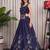 navy blue silk blend embroidered thread work circular lehenga Lehenga Choli for Navratri