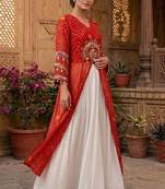 white rayon plain patch work a line lehenga Lehenga Choli for Navratri