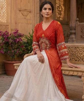 white rayon plain patch work a line lehenga Lehenga Choli for Navratri 3