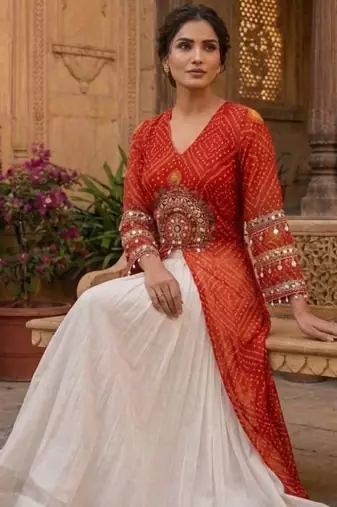 white rayon plain patch work a line lehenga Lehenga Choli for Navratri