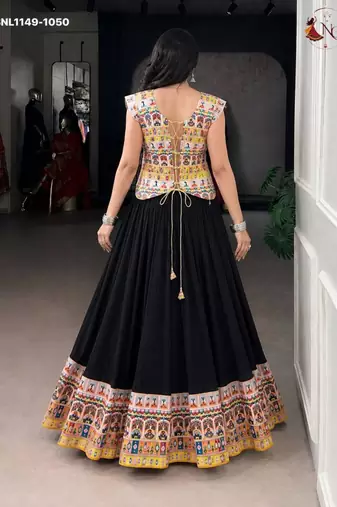purple rayon printed patch work circular lehenga Lehenga Choli for Navratri