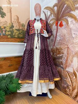 purple cotton-poly plain bandhej circular lehenga Lehenga Choli for Navratri- free size 2