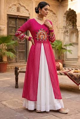 white rayon plain patch work a line lehenga Lehenga Choli for Navratri 1