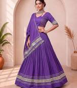 Navratri Purple Cotton Poly Plain Lehenga Choli