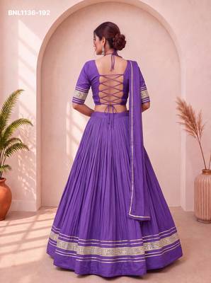 Navratri Purple Cotton Poly Plain Lehenga Choli 2