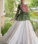 Navratri White Cotton Poly Plain Lehenga Choli