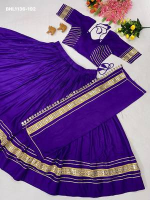 Navratri Purple Cotton Poly Plain Lehenga Choli 3