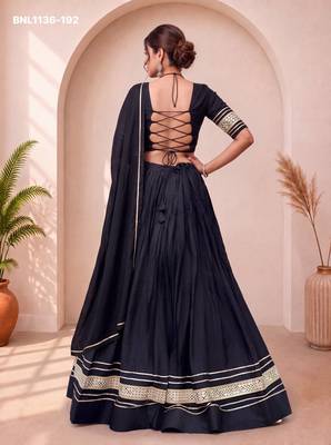 Navratri Black Cotton Poly Plain Lehenga Choli 3