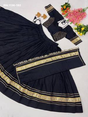 Navratri Black Cotton Poly Plain Lehenga Choli 4
