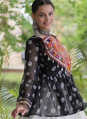Navratri White Cotton Poly Plain Lehenga Choli 2