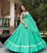 light pink cotton-poly printed bandhej circular lehenga Lehenga Choli for Navratri
