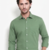 Men's Plain Green Spread Collar Cotton Blended Casual Wear Shirt