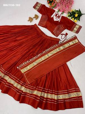 Navratri Orange Cotton Poly Plain Lehenga Choli 3