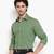 Men's Plain Green Spread Collar Cotton Blended Casual Wear Shirt