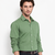 Men's Plain Green Spread Collar Cotton Blended Casual Wear Shirt