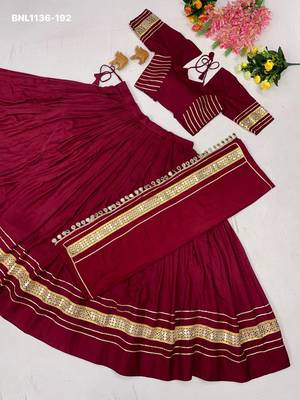 Navratri Maroon Cotton Poly Plain Lehenga Choli 4