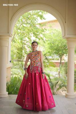 Navratri Rani Pink Cotton Poly Embroidered Lehenga Choli 3