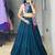 teal blue cotton-poly plain mirror work circular lehenga Lehenga Choli for Navratri
