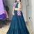 teal blue cotton-poly plain mirror work circular lehenga Lehenga Choli for Navratri