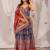 blue crepe printed digital print circular lehenga Lehenga Choli for Navratri - full stitched free size