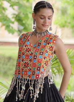 Navratri Black Cotton Poly Embroidered Lehenga Choli 2