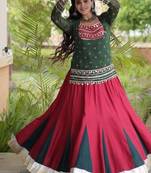 Navratri Red Rayon Plain Lehenga Choli
