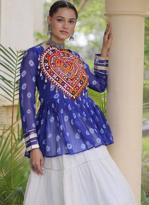 Navratri White Cotton Poly Plain Lehenga Choli 4
