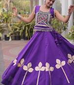 Navratri Purple Silk Blend Printed Lehenga Choli