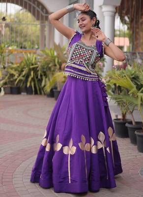 Navratri Purple Silk Blend Printed Lehenga Choli 2