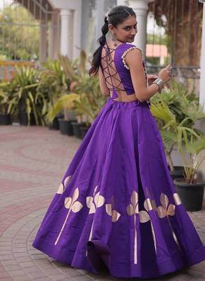 Navratri Purple Silk Blend Printed Lehenga Choli 4