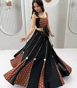 Navratri Black Cotton Poly Printed Lehenga Choli