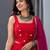 Navratri Red Cotton Poly Plain Lehenga Choli